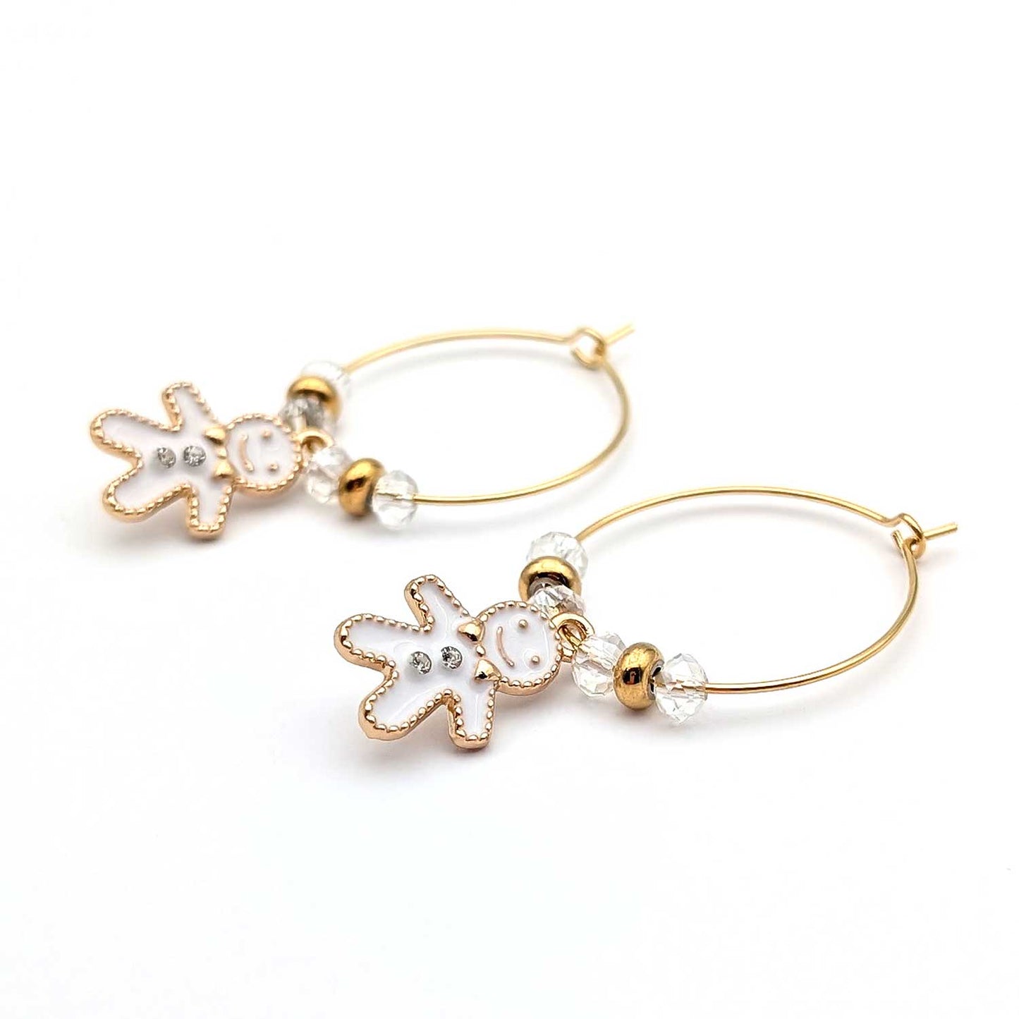 bijou de noel boucle d'oreille créoles bonhomme en pain d'épice