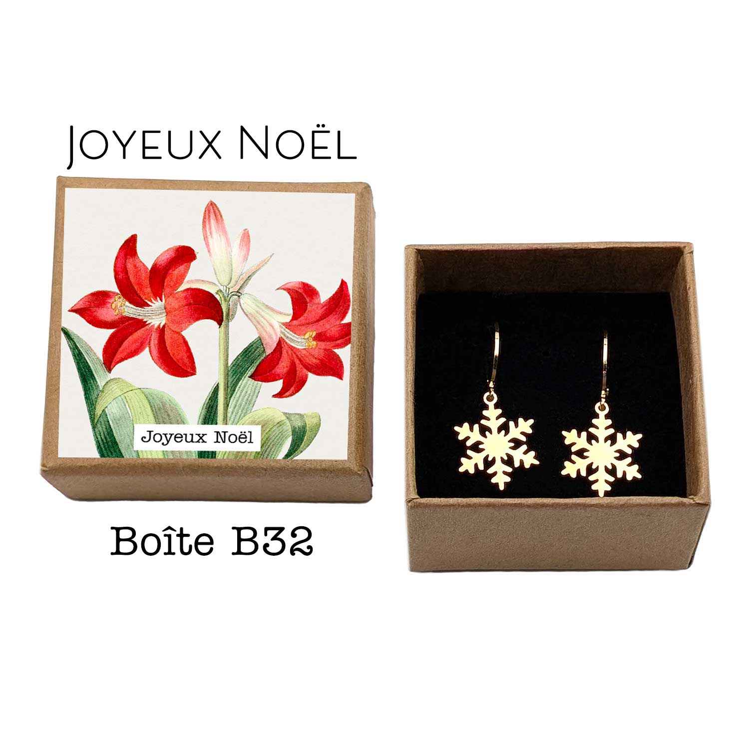 boucle d'oreille flocon de neige doré