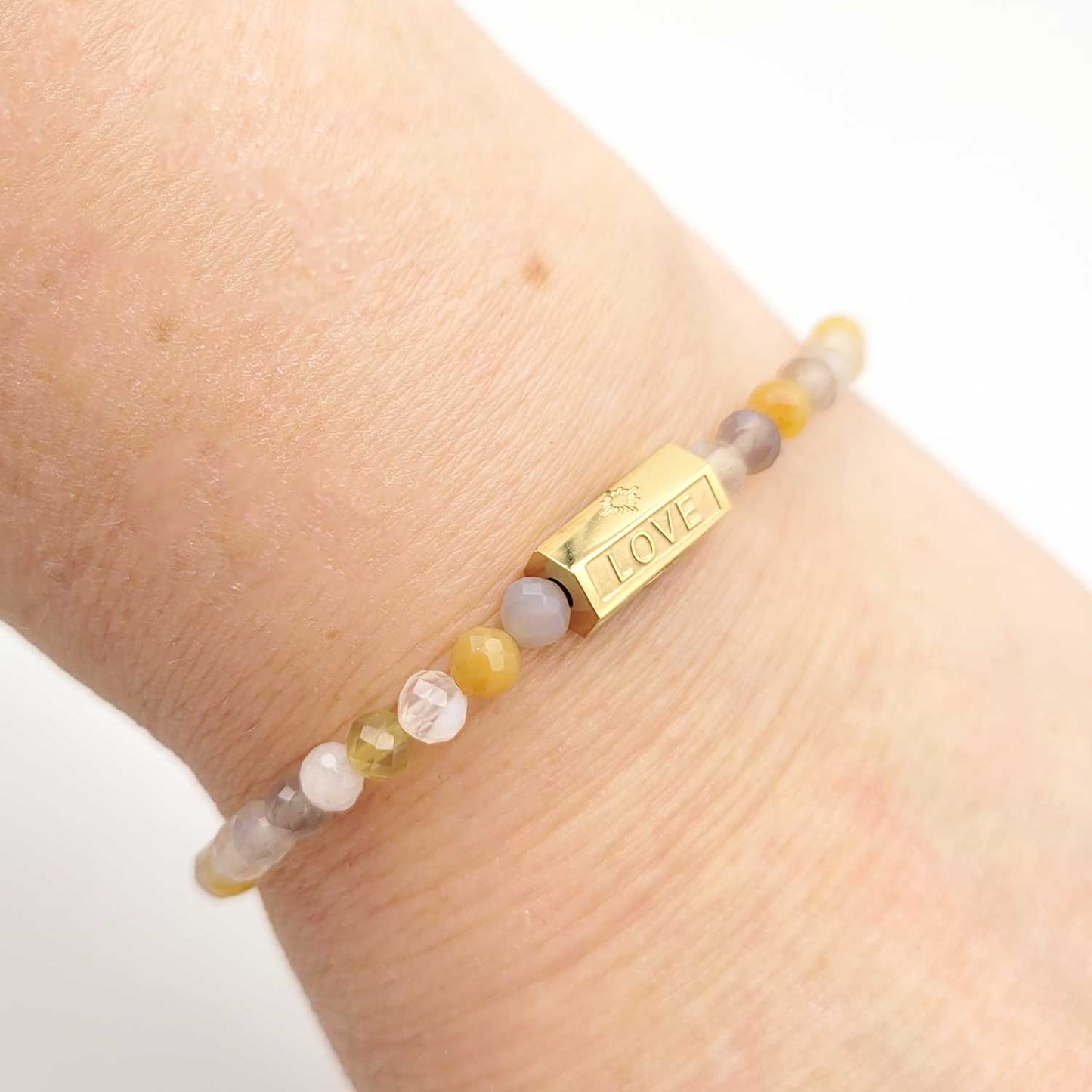 Bracelet Love Agate Botswana - doré ou argenté