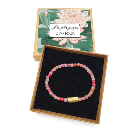 Bracelet Love Agate rose - doré ou argenté