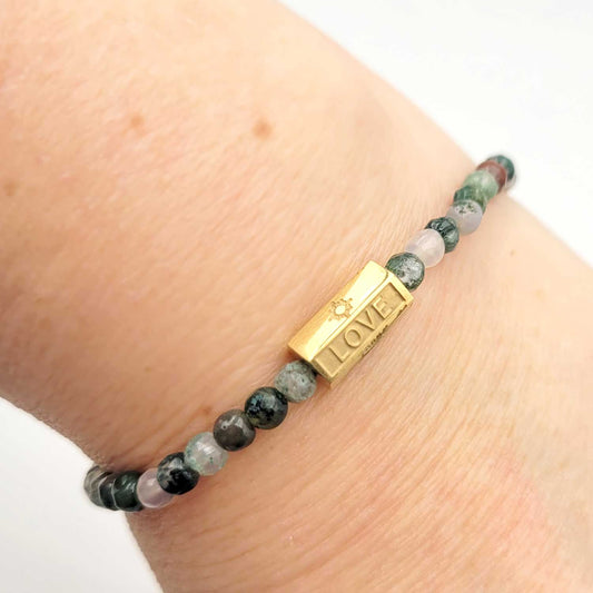 Bracelet Love Agate indienne - doré ou argenté