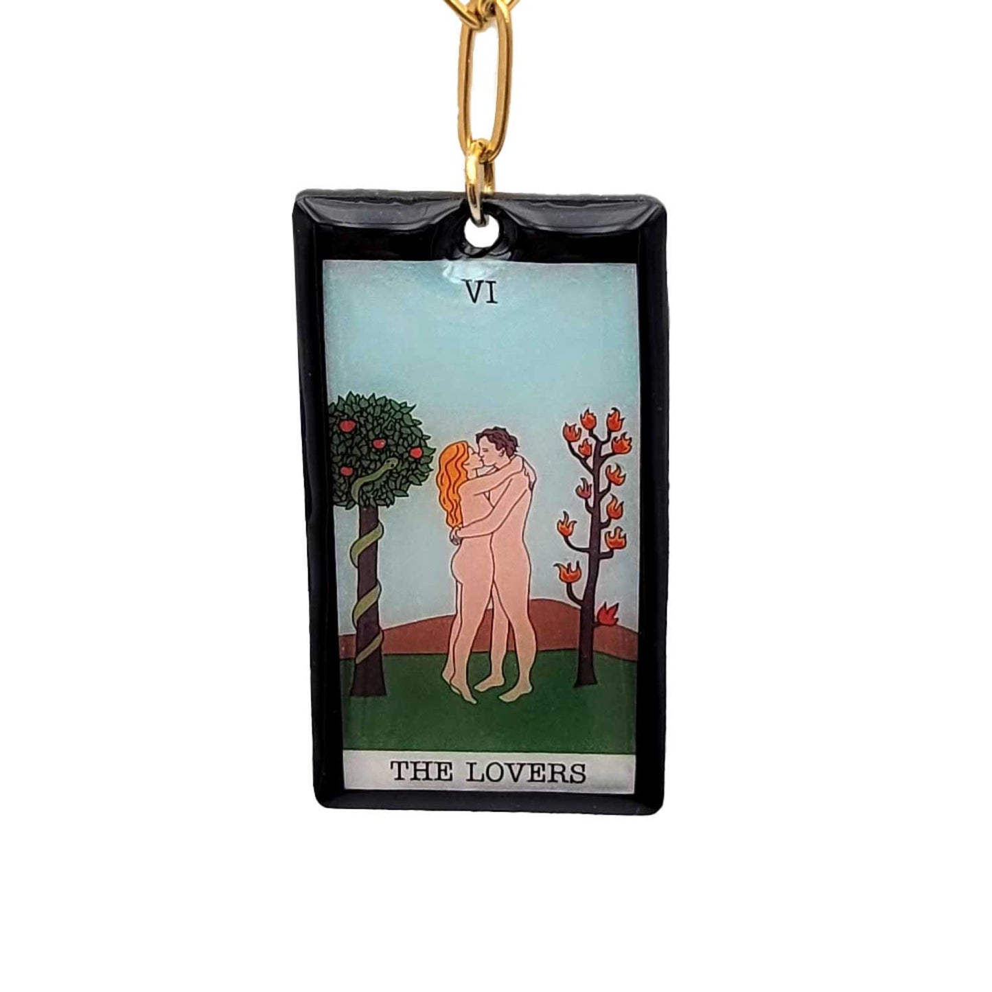 Collier pendentif tarot - The Lovers - Les amoureux