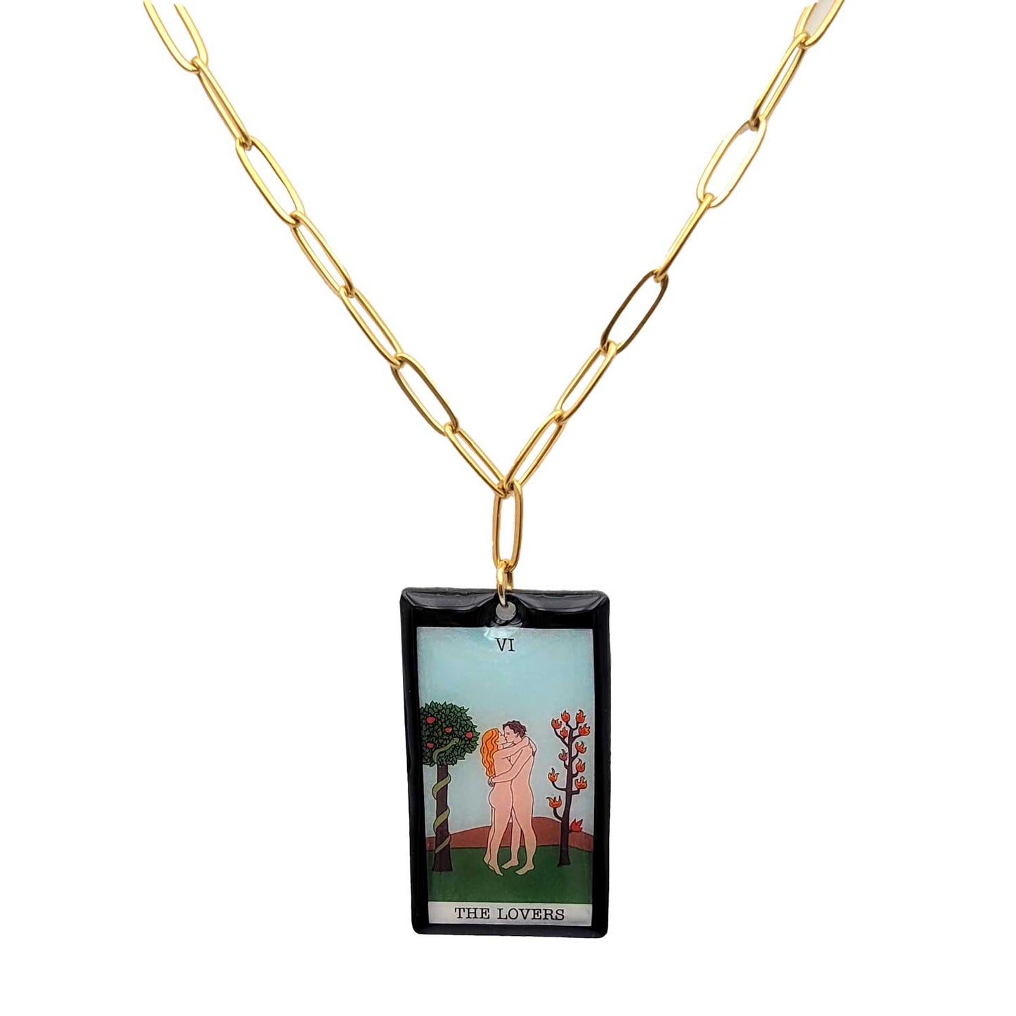 Collier pendentif tarot - The Lovers - Les amoureux
