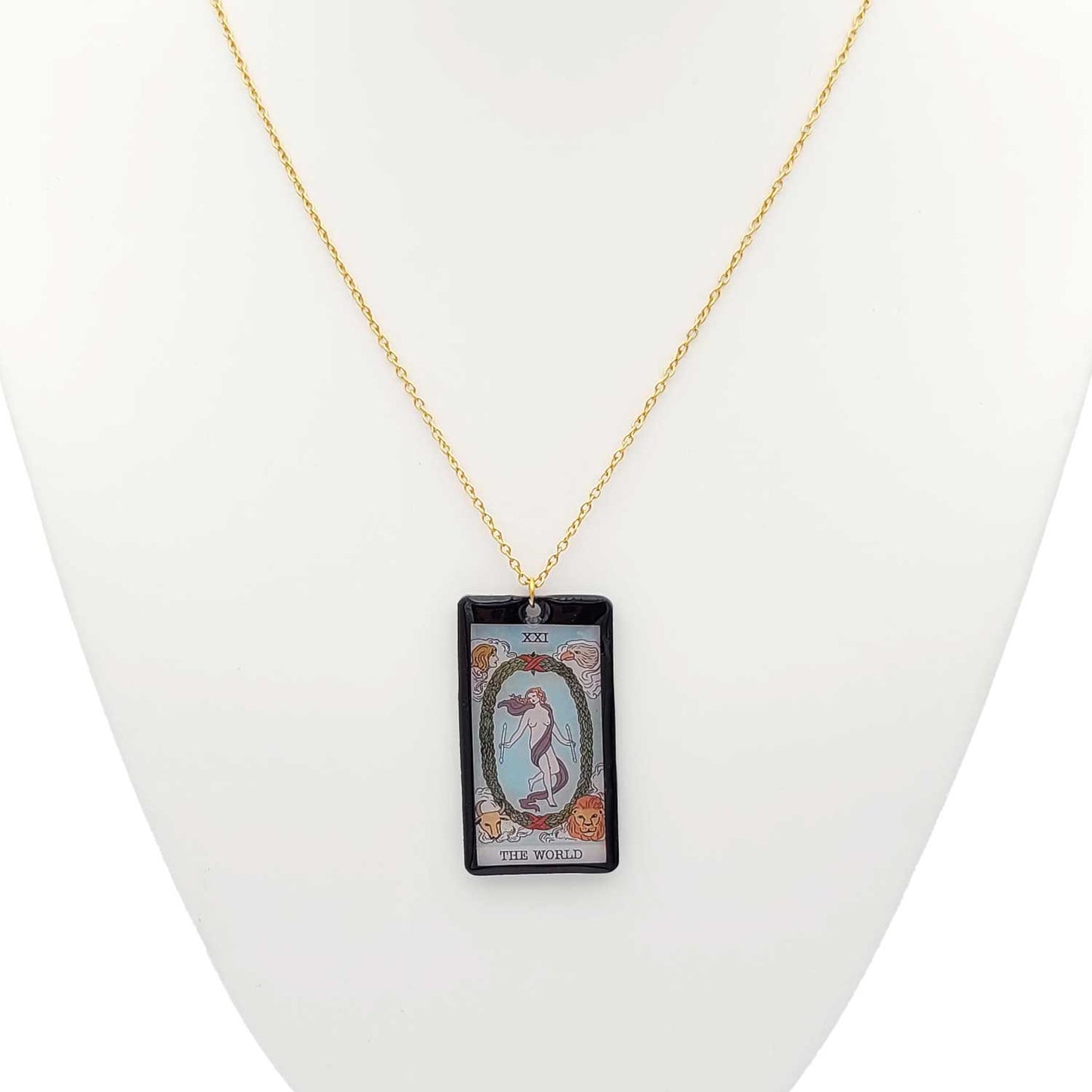 Collier pendentif tarot - The World - Le Monde