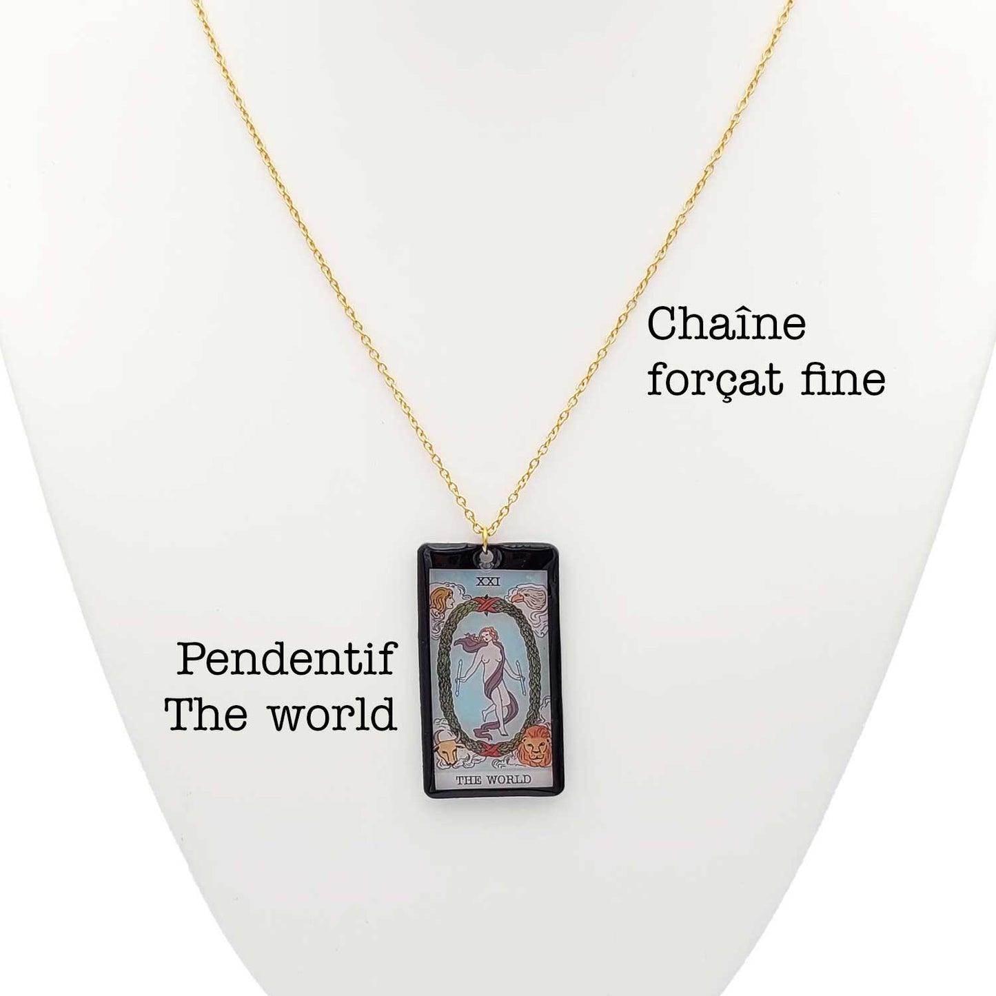 Collier pendentif tarot - The World - Le Monde