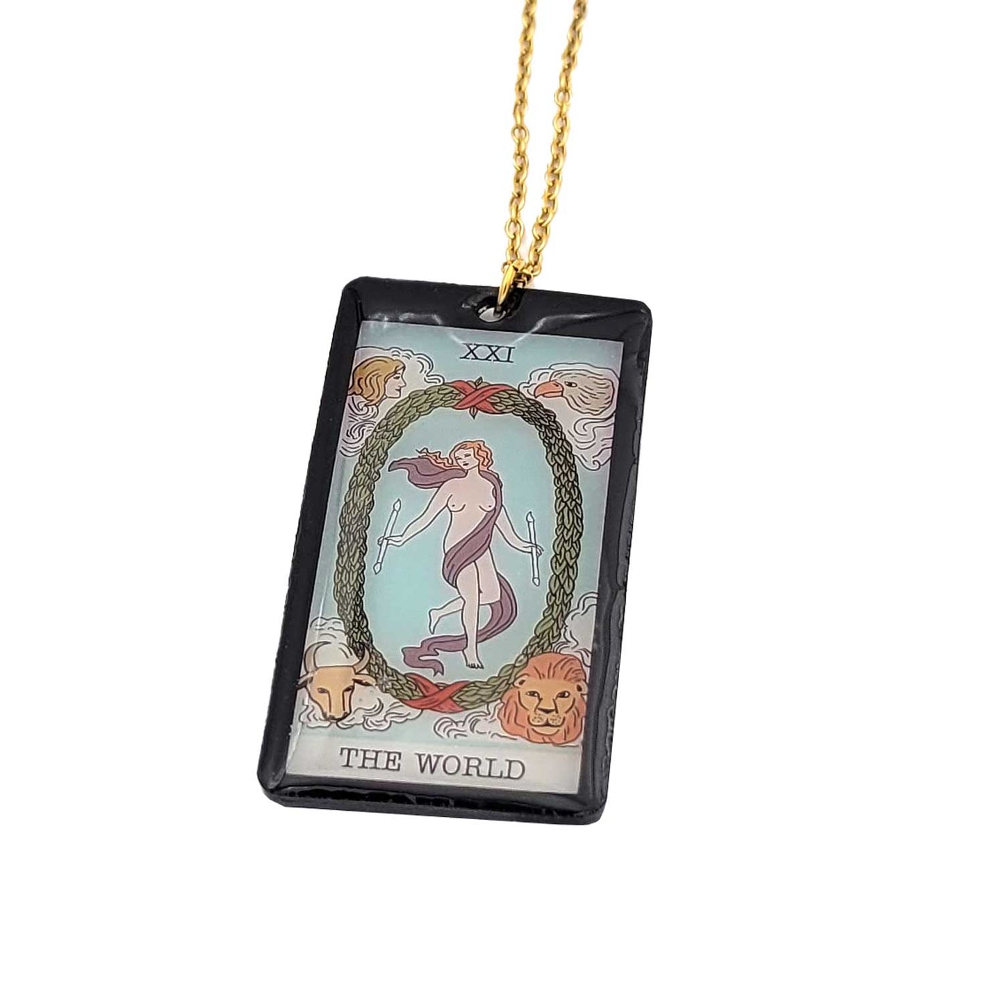 Collier pendentif tarot - The World - Le Monde
