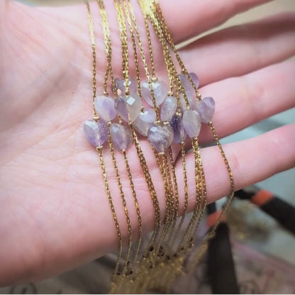 Bracelet Isadora coeur améthyste claire - Le coeur d'une soeur