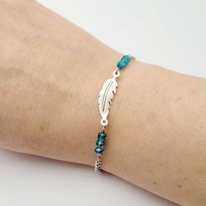 Bracelet Inox plume v2: Merci ma nounou de m'avoir donné tant d'amour