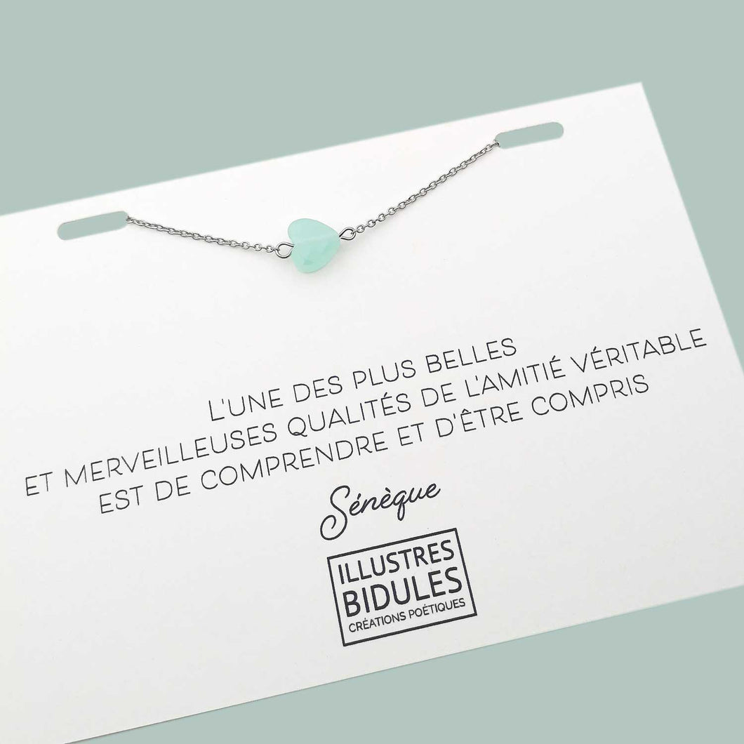 Illustres Bidules Bracelet Diane coeur mint - argenté