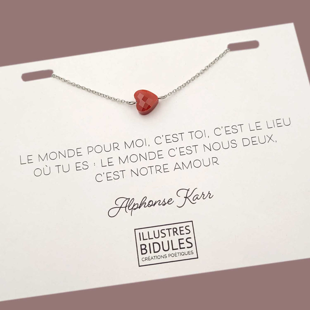 Illustres Bidules Bracelet Diane coeur rouge - argenté