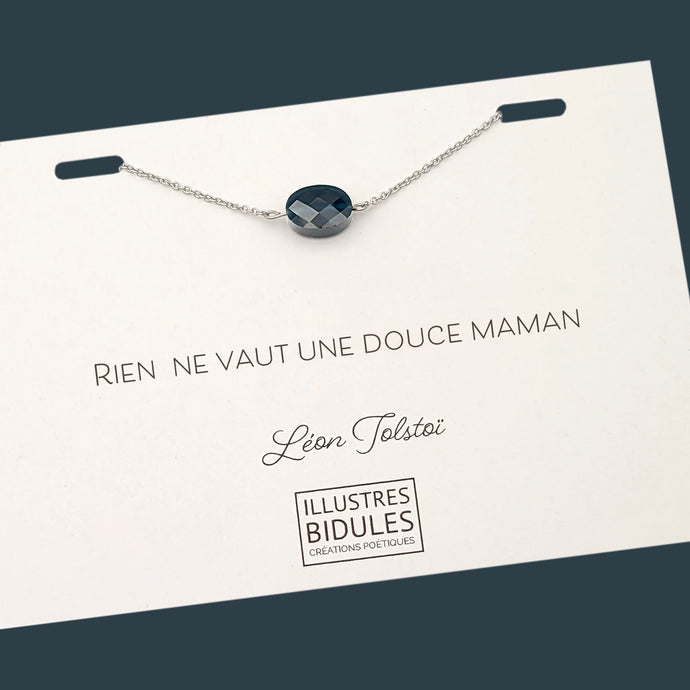 Illustres Bidules Bracelet Diane ovale bleu de Prusse - argenté