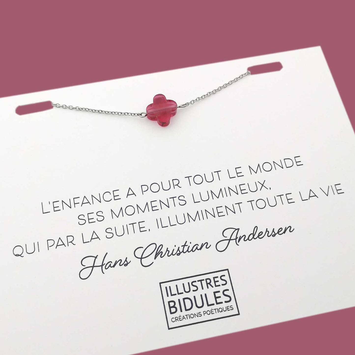 Bracelet Diane trèfle cherry - argenté