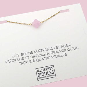 Bracelet Diane trèfle bubblegum - doré Illustres Bidules