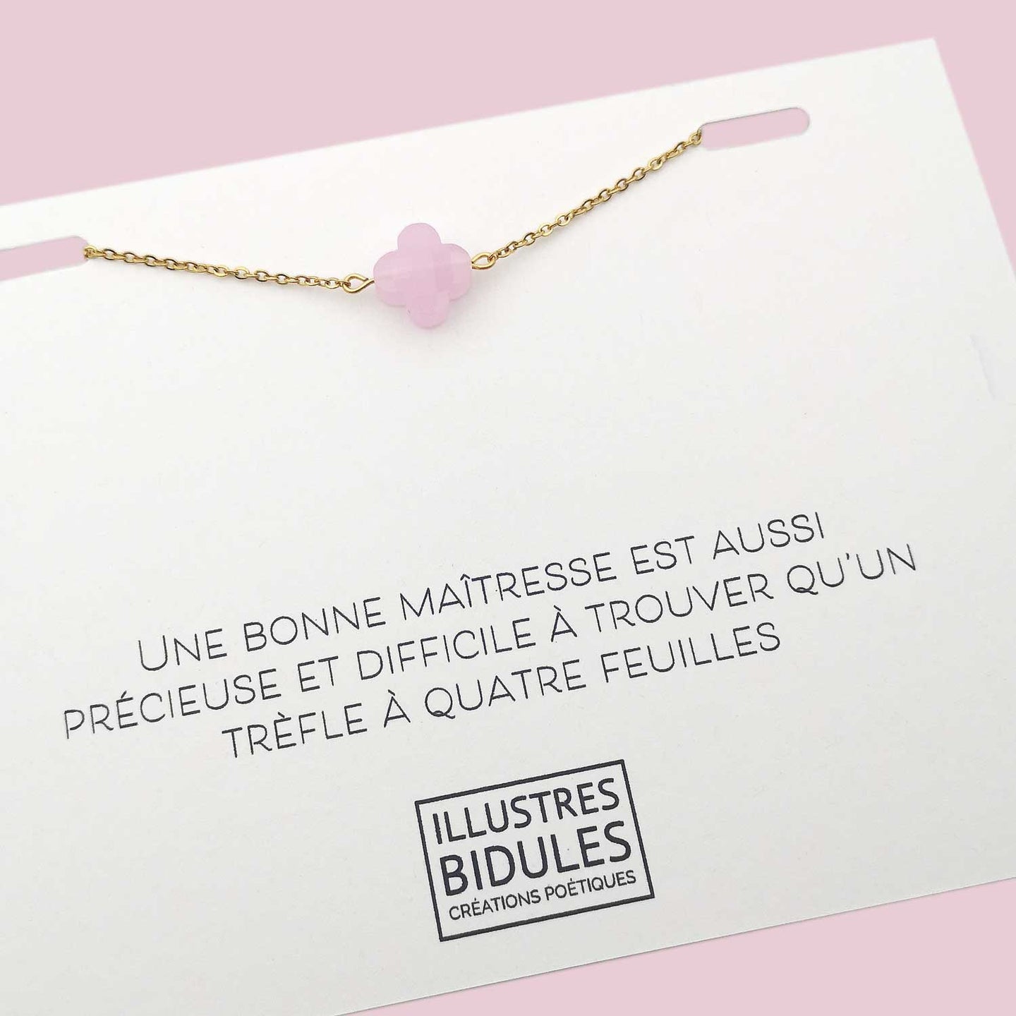 Bracelet Diane trèfle bubblegum - doré