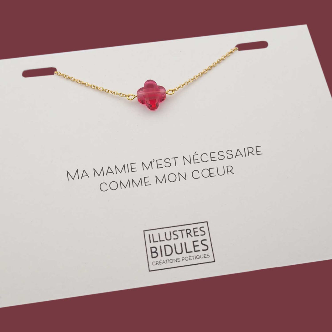 Illustres Bidules Bracelet Diane trèfle cherry - doré