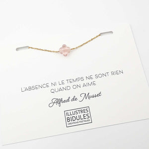 Bracelet Diane trèfle rose translucide - doré Illustres Bidules