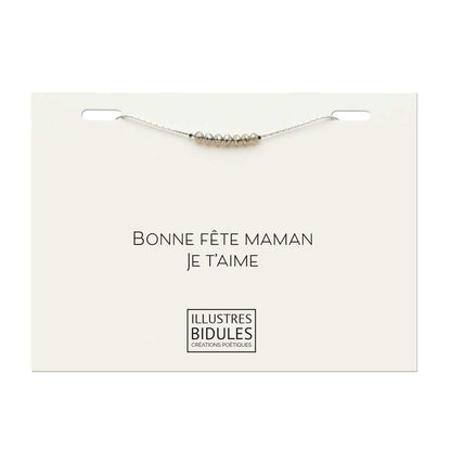 Bracelet à message Isadora Cognac argenté, carte « Bonne fête maman je t'aime » — Illustres Bidules