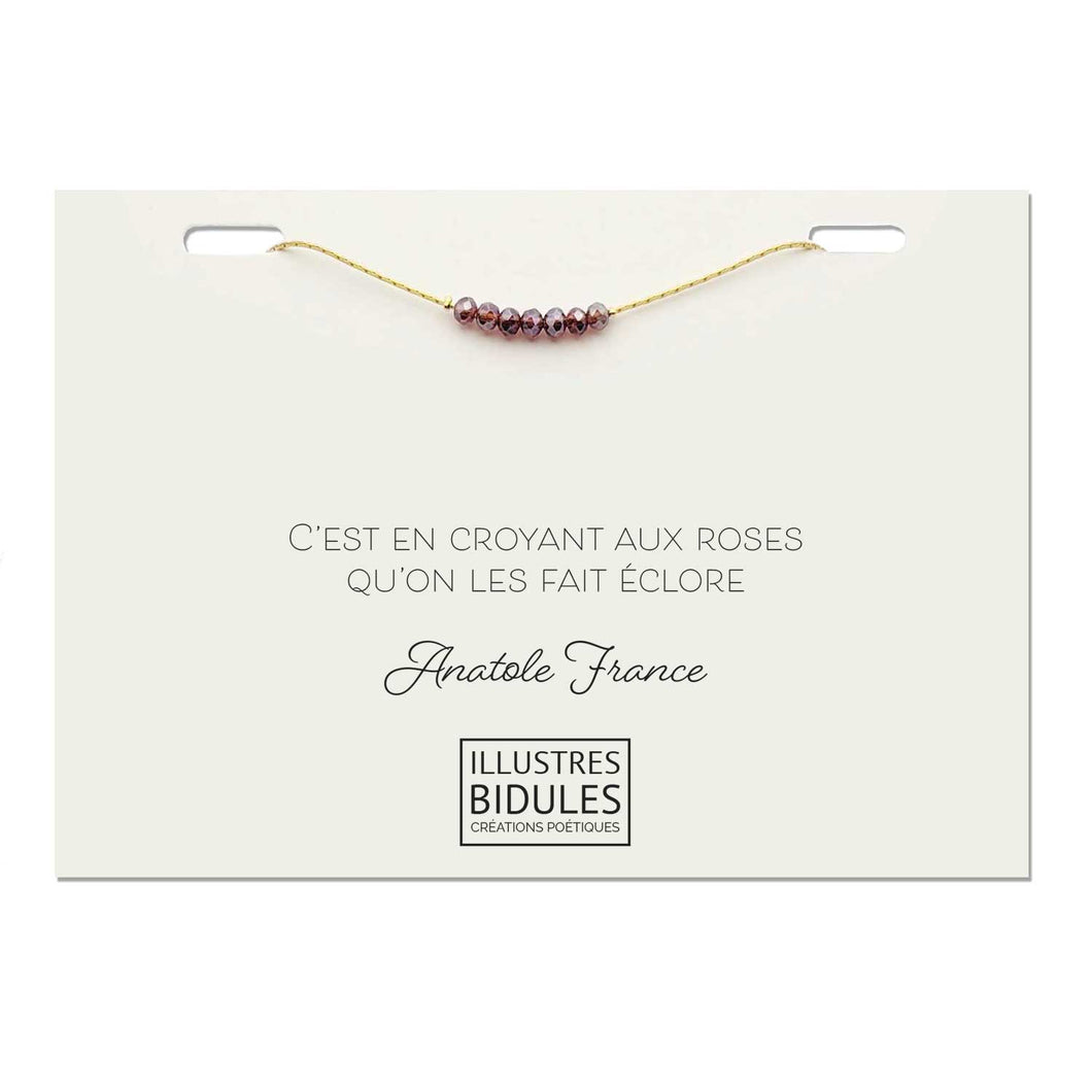 Illustres Bidules Bracelet Isadora Prune - Doré
