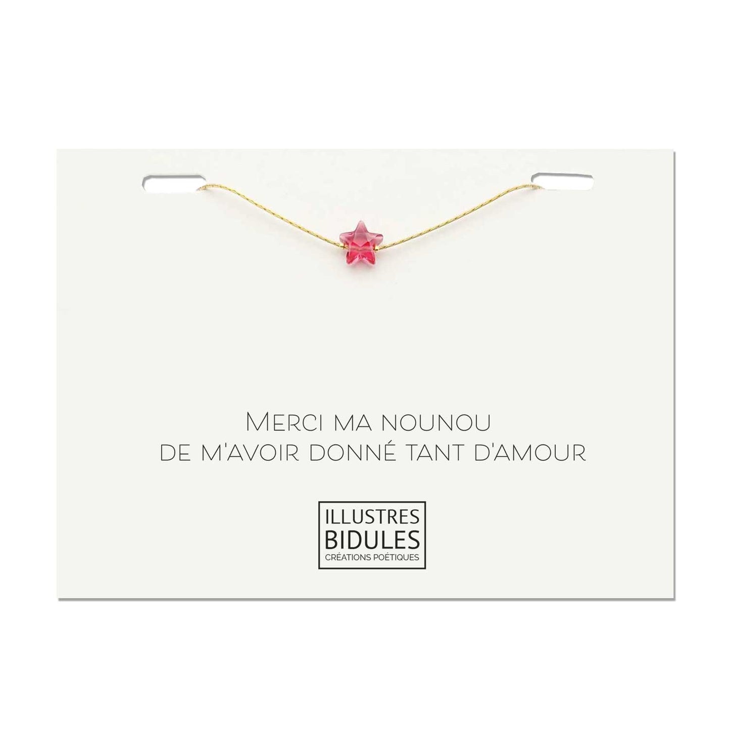 idée cadeau nounou fin de contrat ma nounou je t'aime bracelet étoile nounou doré