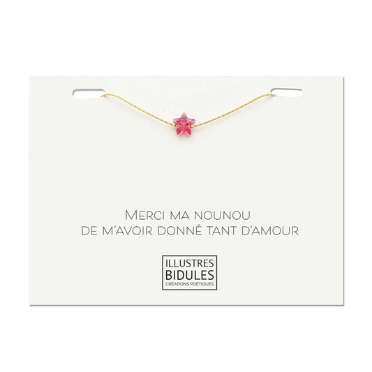 idée cadeau nounou fin de contrat ma nounou je t'aime bracelet étoile nounou doré