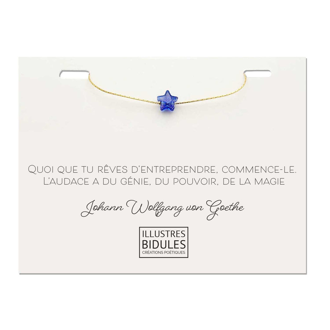 Illustres Bidules Bracelet Isadora Star Bleu - Doré