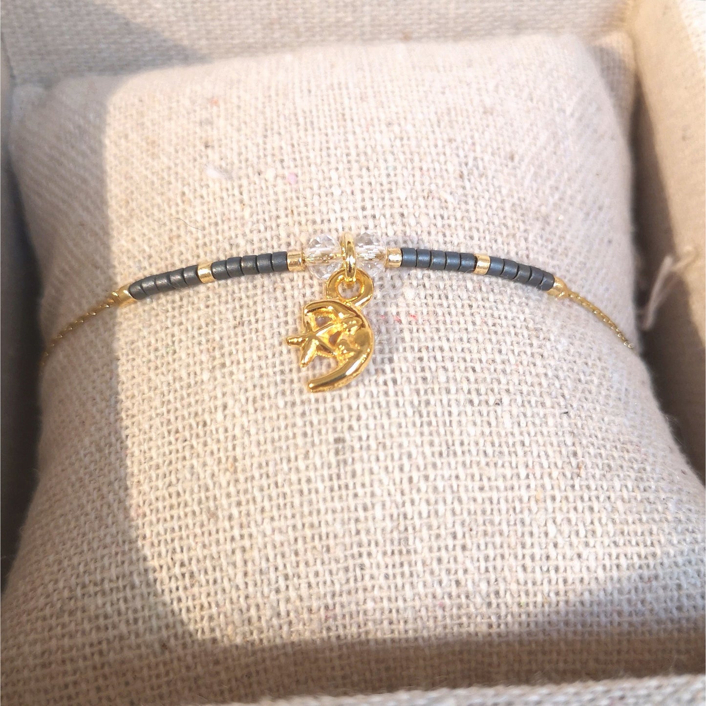 Bracelet miyuki petite lune - gris - Veux tu être ma témoin
