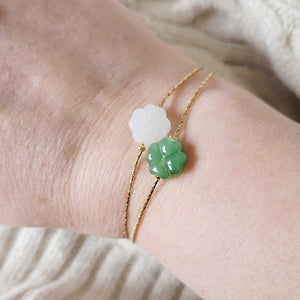 Bracelet Isadora trèfle vert  ou blanc - Doré Illustres Bidules