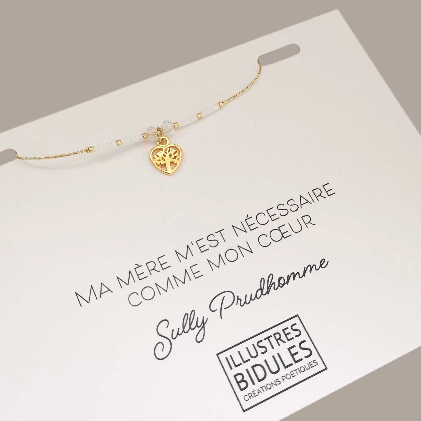 Bracelet miyuki petit arbre de vie - blanc - Ma mère m'est nécessaire comme mon coeur