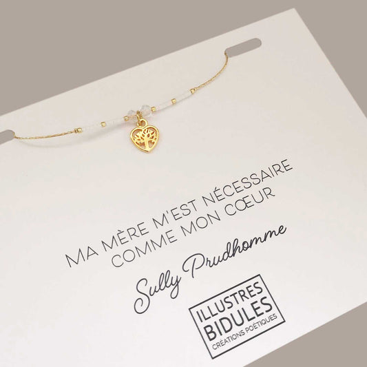 Bracelet miyuki petit arbre de vie - blanc - Ma mère m'est nécessaire comme mon coeur