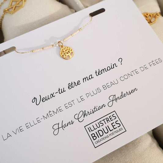 Bracelet miyuki petit arbre de vie - rose pale - Veux tu être ma témoin