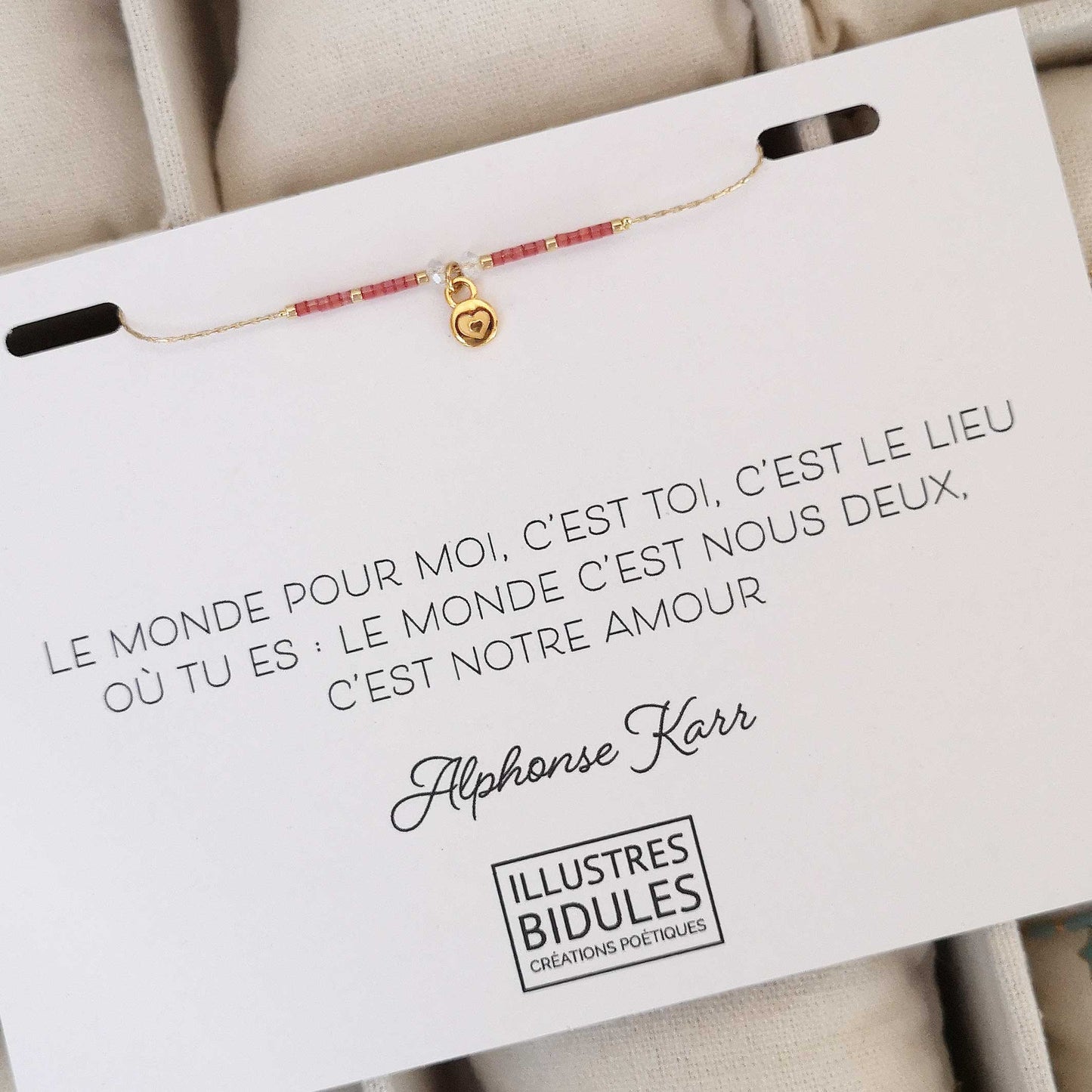 Bracelet miyuki petit coeur - terracotta - Le monde pour moi, c'est le lieu où tu es...