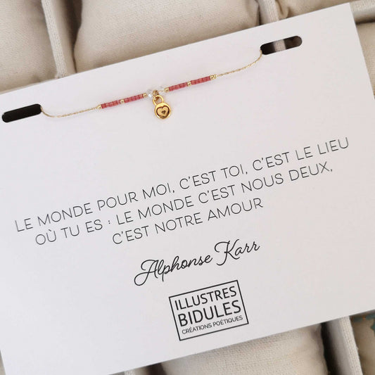 Bracelet miyuki petit coeur - terracotta - Le monde pour moi, c'est le lieu où tu es...