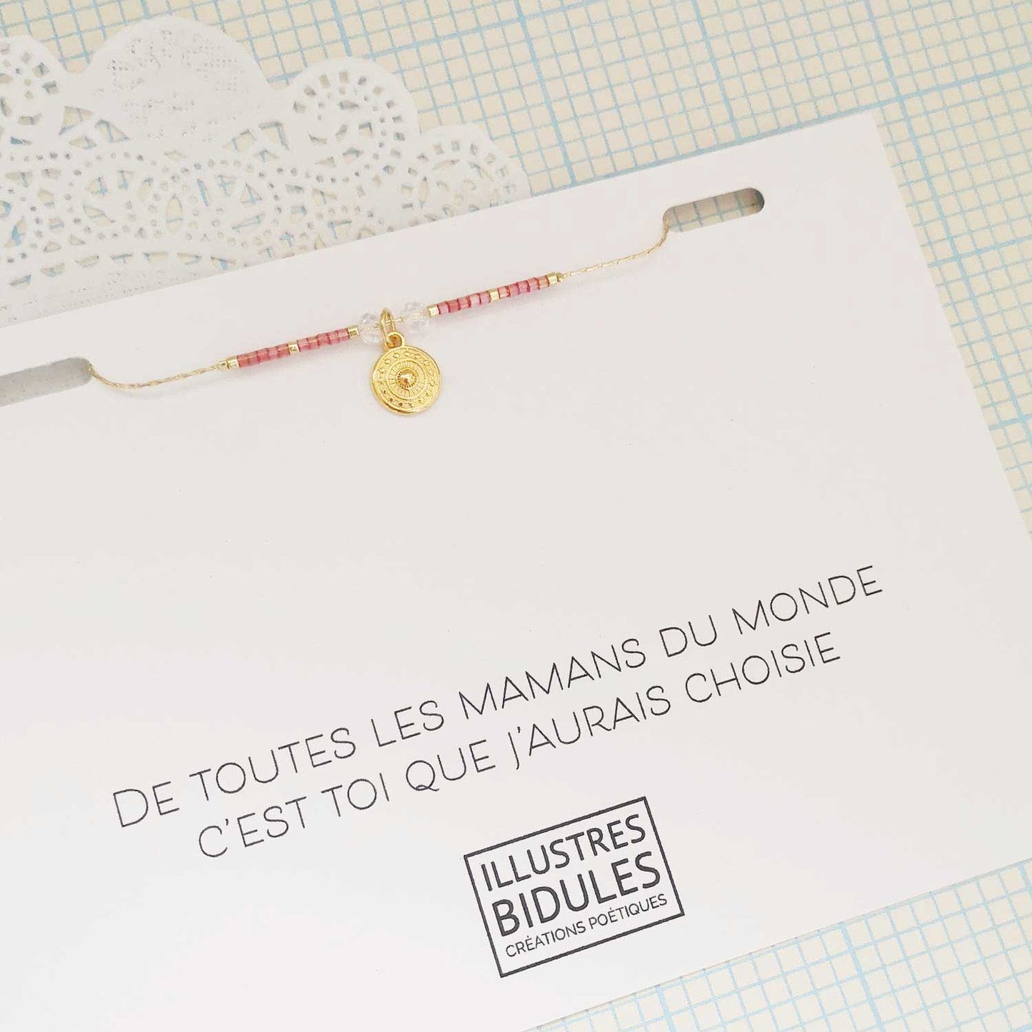Bracelet miyuki pastille - terracotta - De toutes les mamans du monde c'est toi que j'aurais choisie