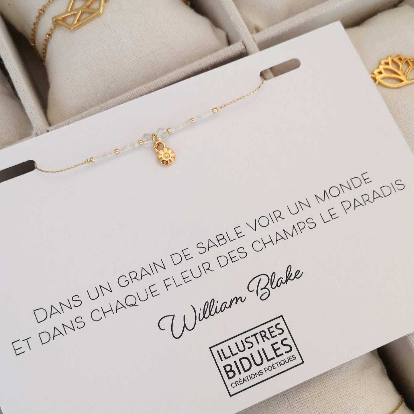 Bracelet miyuki petit soleil - blanc - Dans un grain de sable voir un monde et dans chaque fleur des champs le paradis