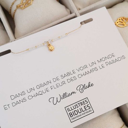 Bracelet miyuki petit soleil - blanc - Dans un grain de sable voir un monde et dans chaque fleur des champs le paradis