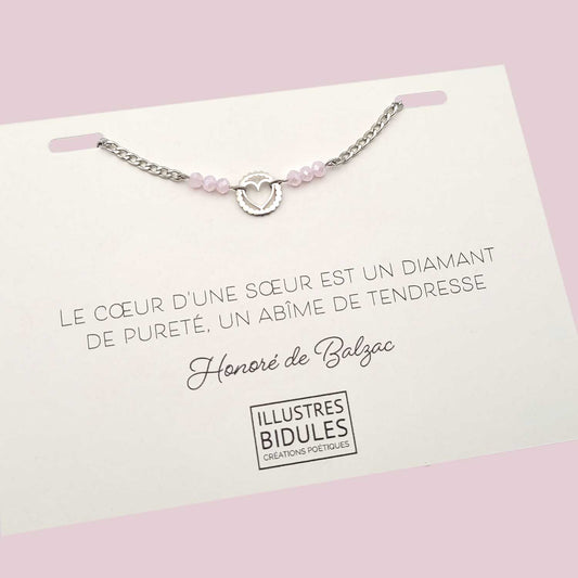 Bracelet Inox: Coeur rond: Le coeur d'une soeur