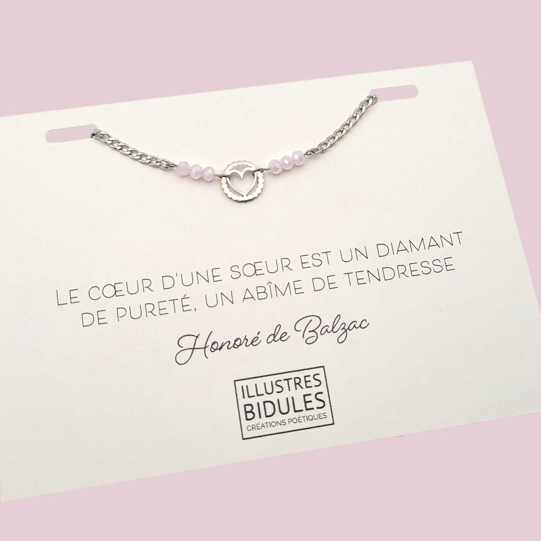 Illustres Bidules Bracelet Inox: Coeur rond: Le coeur d'une soeur
