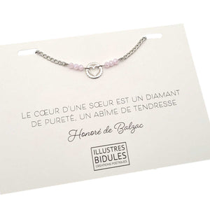 Bracelet Inox: Coeur rond: Le coeur d'une soeur Illustres Bidules