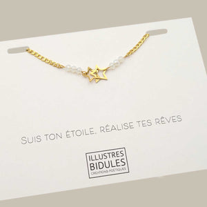 Bracelet Inox: double étoile: Suis ton étoile réalise tes rêves - doré Illustres Bidules