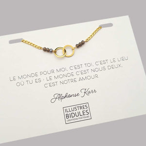 Bracelet Inox: double anneau: Le monde pour moi c'est toi-doré Illustres Bidules
