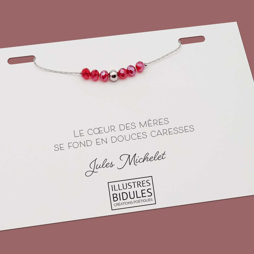 Illustres Bidules Bracelet Emma rouge - Argenté