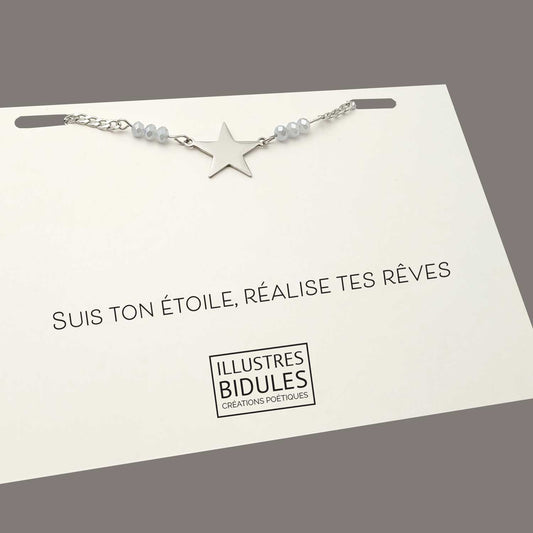 Bracelet Inox: grande étoile : Suis ton étoile réalise tes rêves