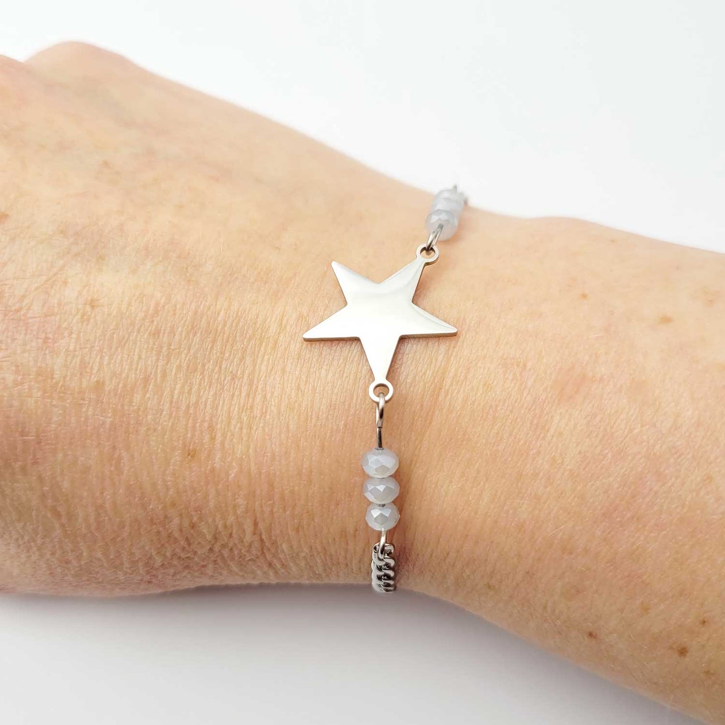 Bracelet Inox: grande étoile : Suis ton étoile réalise tes rêves