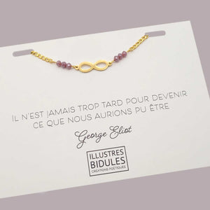 Bracelet Inox: infini mauve - Il n'est jamais trop tard pour devenir ce que nous aurions pu être - doré Illustres Bidules