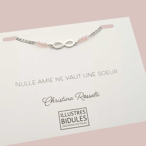 Bracelet Inox: infini rose cristal - Nulle amie ne vaut une soeur Illustres Bidules
