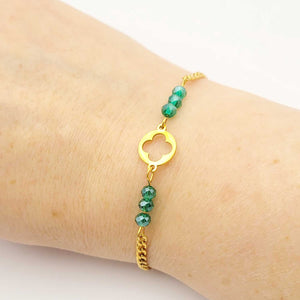 Bracelet Inox trèfle vert  dore- Une bonne amie est aussi précieuse et difficile à trouver qu'un trèfle à 4 feuilles Illustres Bidules