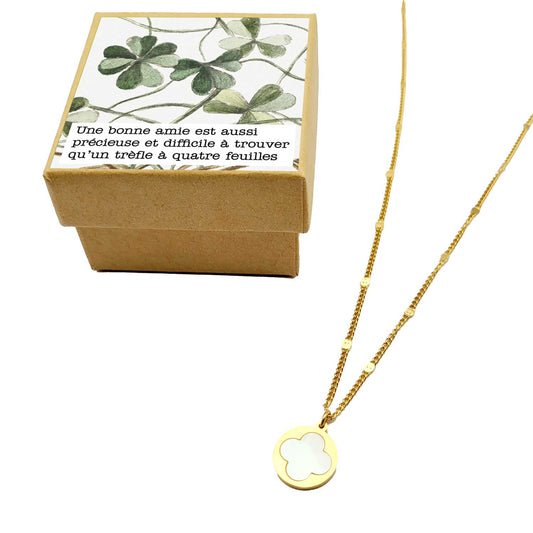 collier porte-bonheur trèfle chance talisman grigri idée cadeau porte-bonheur femme bijou