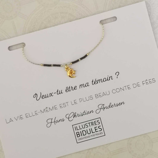 Bracelet miyuki petite lune - gris - Veux tu être ma témoin