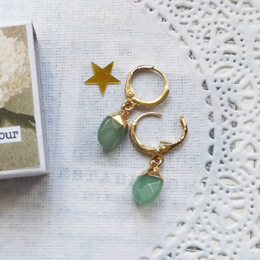 Dormeuses Charlotte aventurine - doré